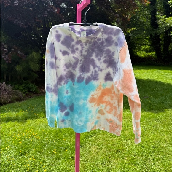 OOTD style Tie-Dye Sweatshirt in Purple, Blue, and Orange - Picture 1 of 3